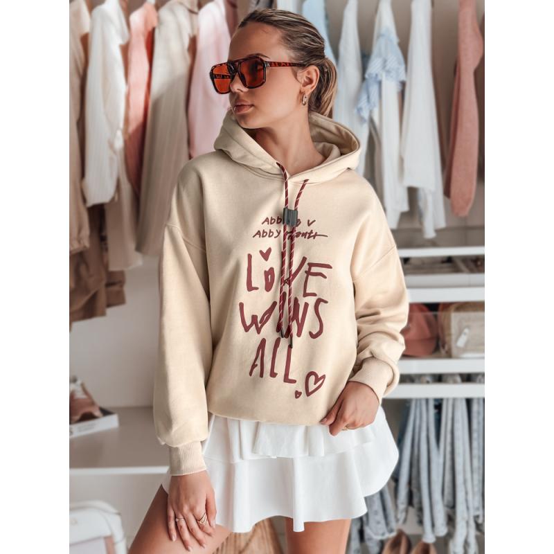 Dámská mikina oversize s kapucí LOVEWILL béžová
