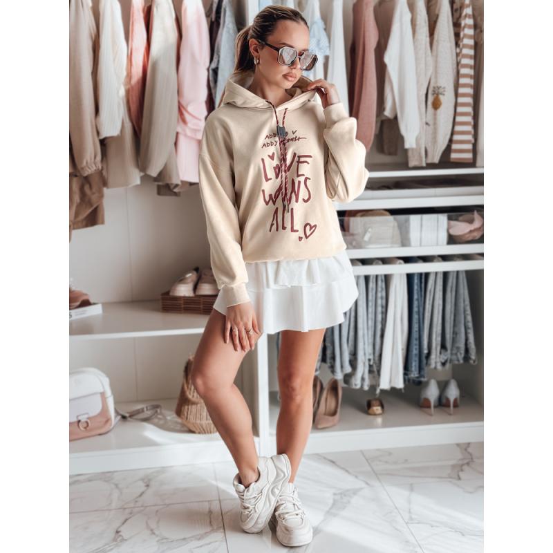 Dámská mikina oversize s kapucí LOVEWILL béžová