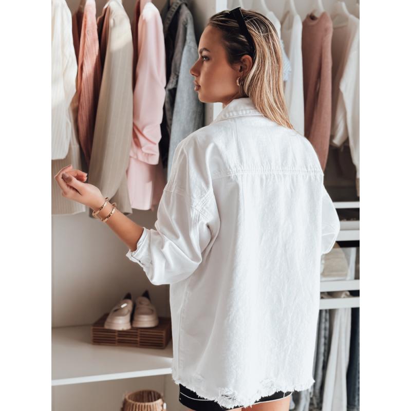 Dámská džínová bunda oversize JUSTDEM bílá