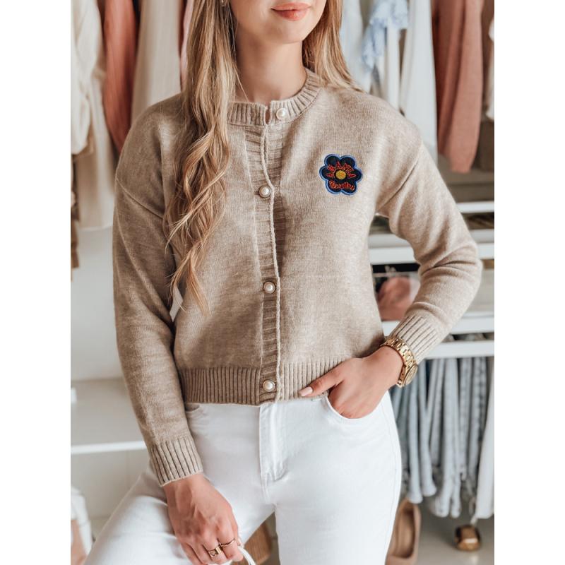 Dámský svetr jedné velikosti s výšivkou AMELIE béžový