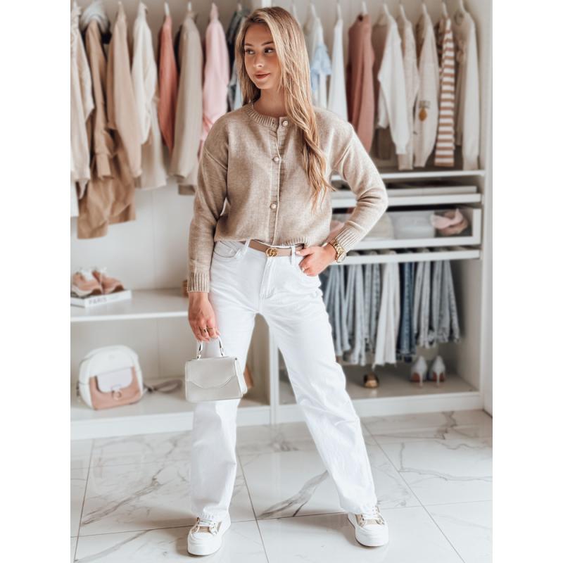 Dámský svetr jedné velikosti s výšivkou AMELIE béžový