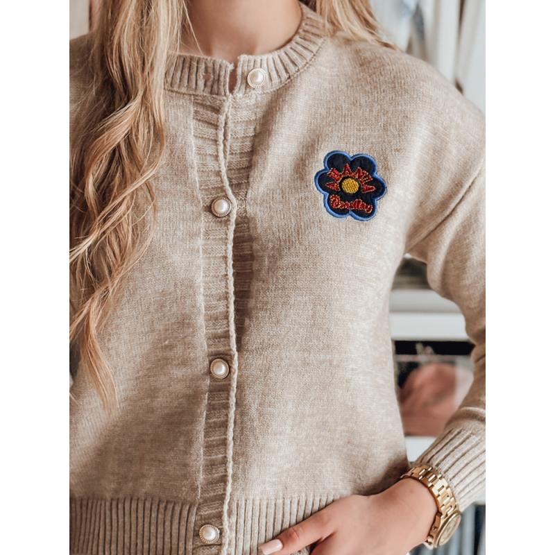 Dámský svetr jedné velikosti s výšivkou AMELIE béžový