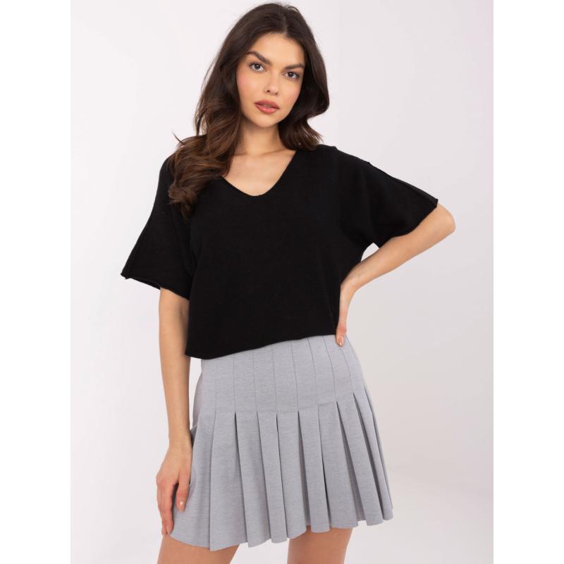 Černý oboustranný svetr s výstřihem do V