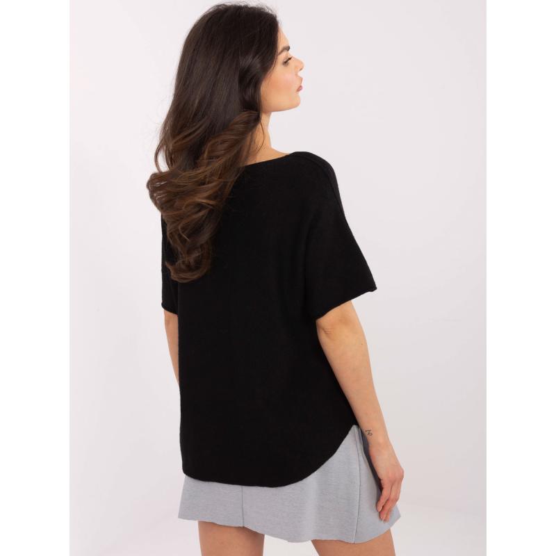 Černý oboustranný svetr s výstřihem do V