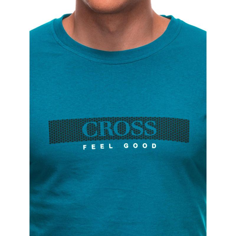 Férfi nyomtatott póló S2033 - kék