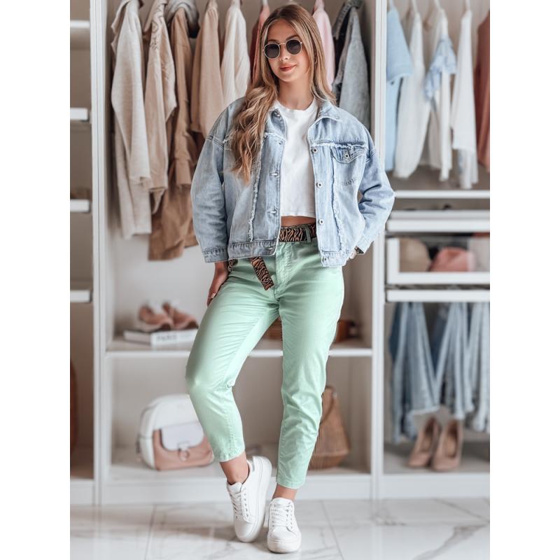 Dámské kalhoty MADELINA s páskem, mátové