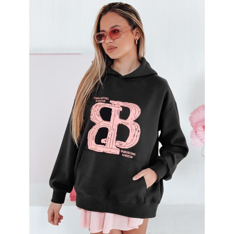 Női túlméretezett kapucnis pulóver LITESSO fekete