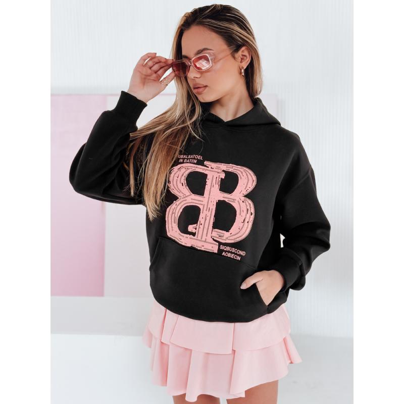 Női túlméretezett kapucnis pulóver LITESSO fekete