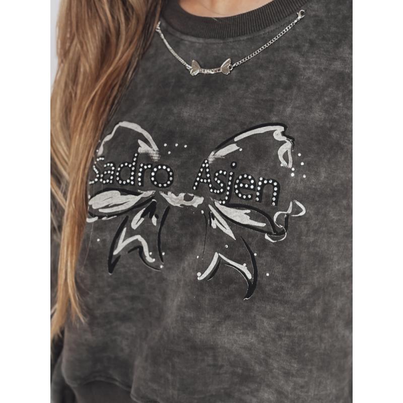 Dámská krátká mikina oversize s motivem tie-dye DENVIS grafitová