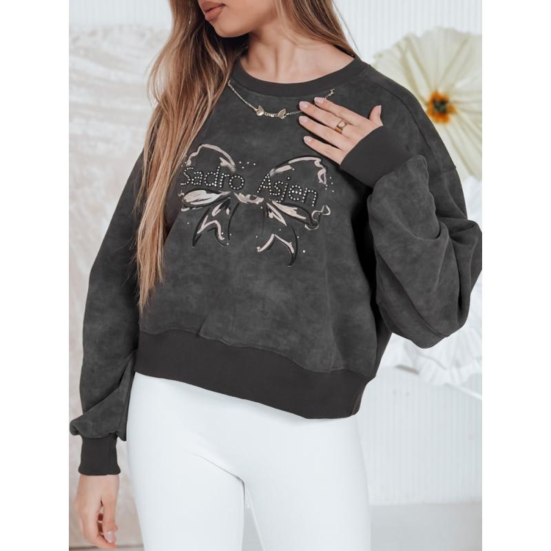 Dámská krátká mikina oversize s motivem tie-dye DENVIS grafitová