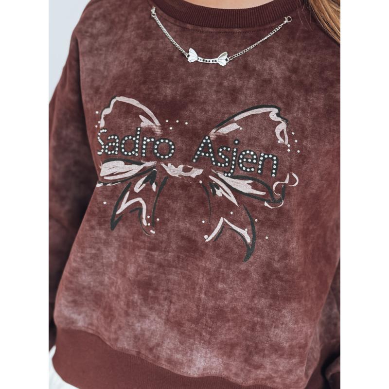 Női rövid oversize pulóver tie-dye mintával DENVIS bordó