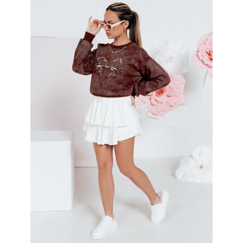 Női rövid oversize pulóver tie-dye mintával DENVIS bordó