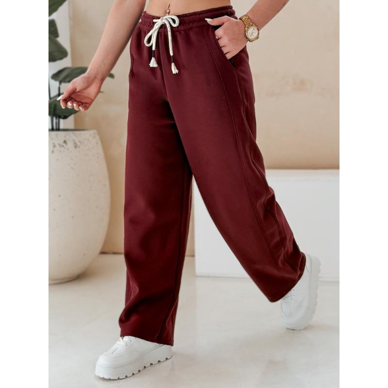 Dámské tepláky se širokými nohavicemi DRESMOOD PREMIUM vínové