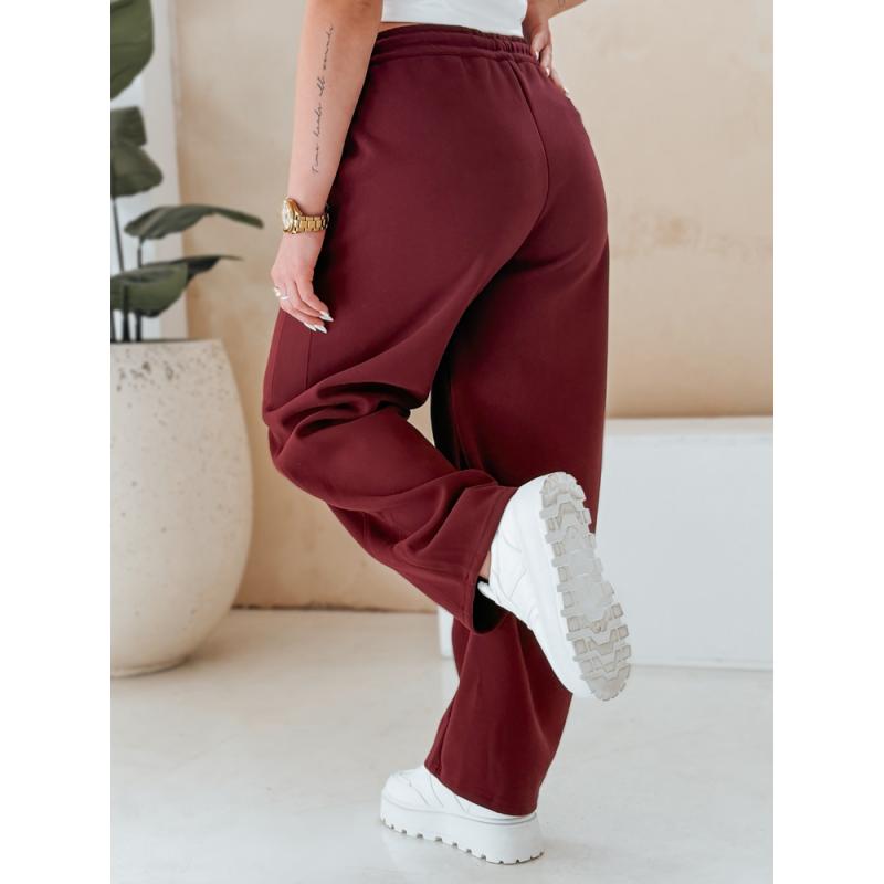 Dámské tepláky se širokými nohavicemi DRESMOOD PREMIUM vínové