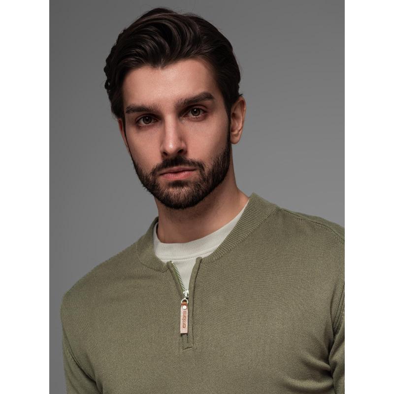 Pletený pánský svetr se strukturovanými puntíky - tmavě modrý V1 OM-SWSW-0118