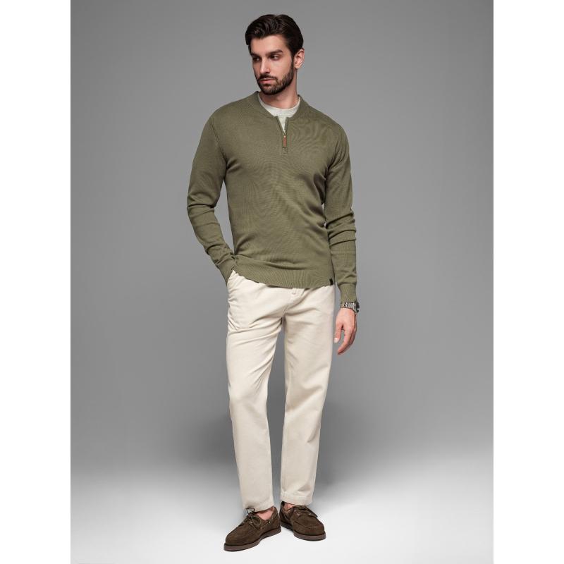 Pletený pánský svetr se strukturovanými puntíky - tmavě modrý V1 OM-SWSW-0118