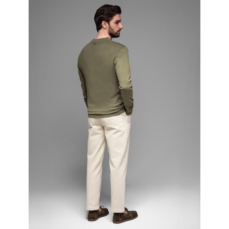 Pletený pánský svetr se strukturovanými puntíky - tmavě modrý V1 OM-SWSW-0118