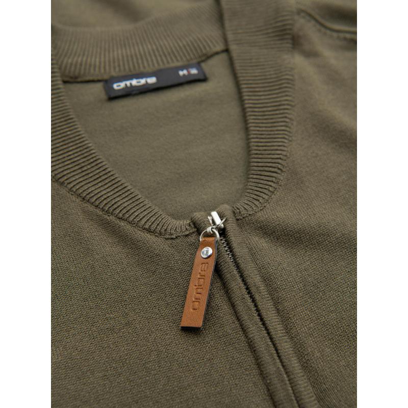 Pletený pánský svetr se strukturovanými puntíky - tmavě modrý V1 OM-SWSW-0118