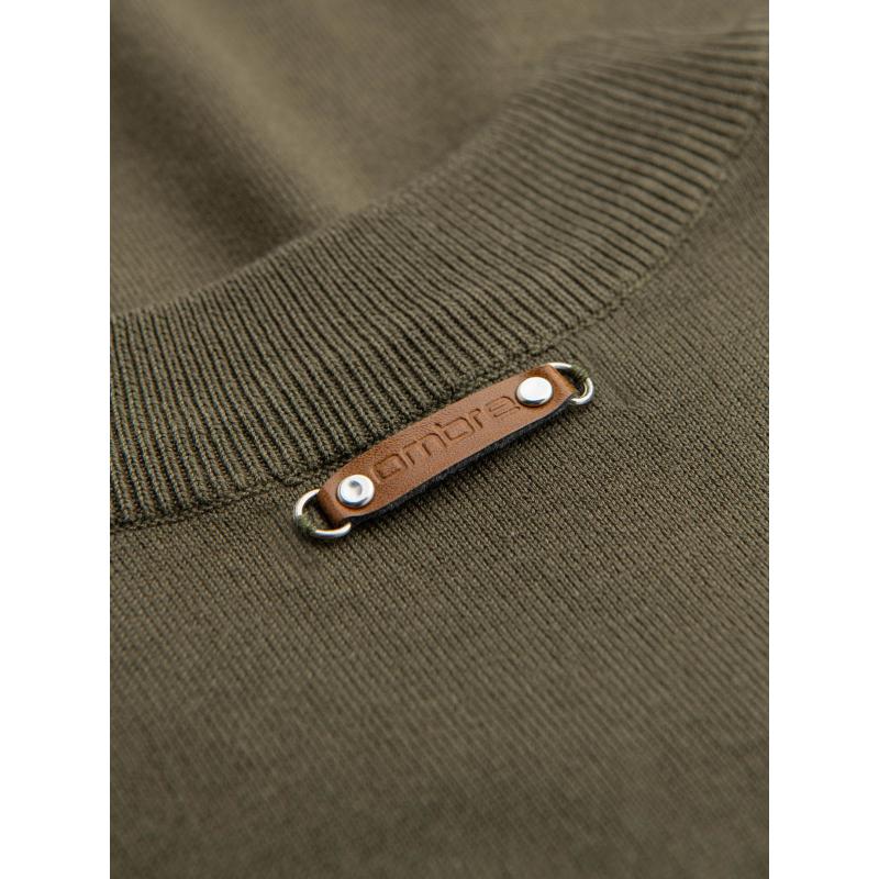 Pletený pánský svetr se strukturovanými puntíky - tmavě modrý V1 OM-SWSW-0118