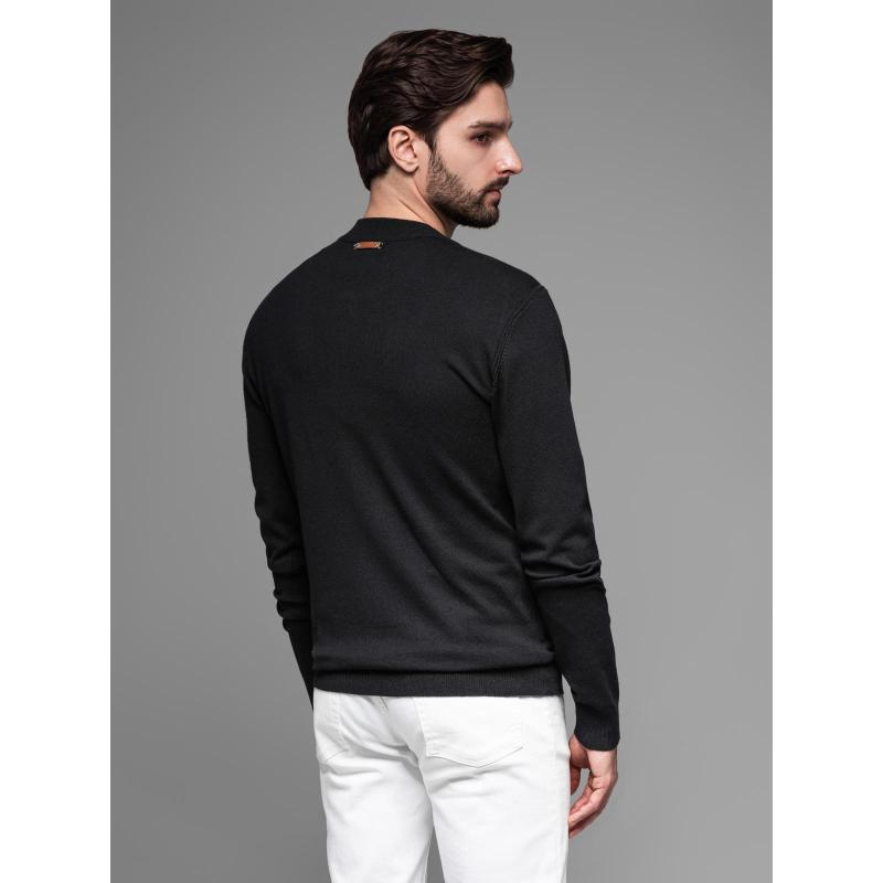 Pánský pletený svetr se strukturovanými puntíky - tmavě modrý V1 OM-SWSW-0118