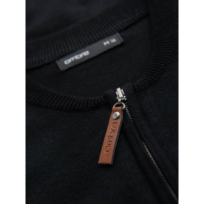 Pánský pletený svetr se strukturovanými puntíky - tmavě modrý V1 OM-SWSW-0118