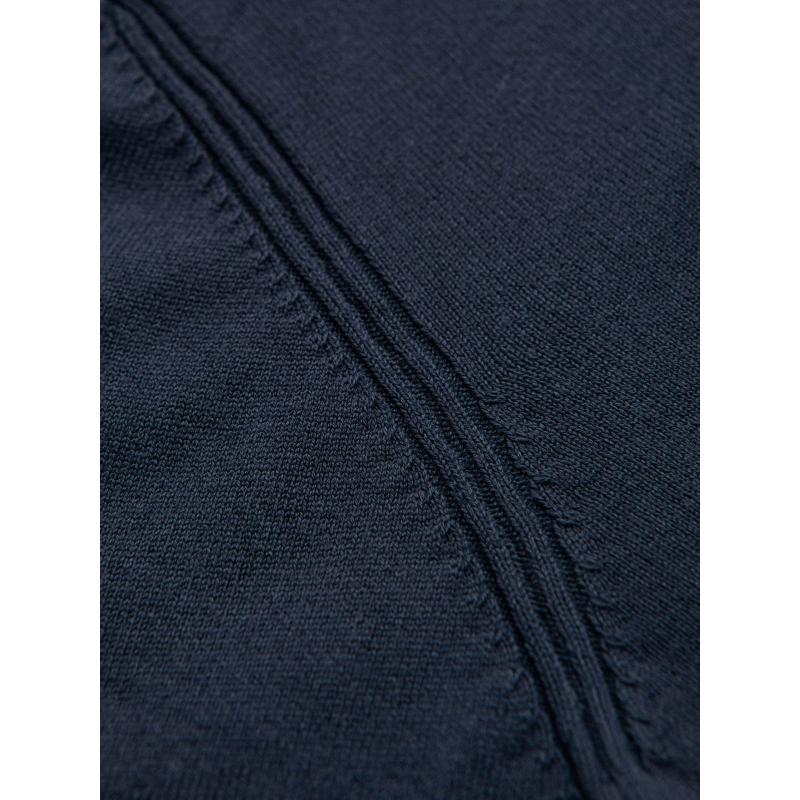 Férfi kötött pulóver strukturált pöttyökkel - tengerészkék V1 OM-SWSW-0118