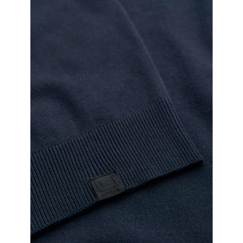 Férfi kötött pulóver strukturált pöttyökkel - tengerészkék V1 OM-SWSW-0118