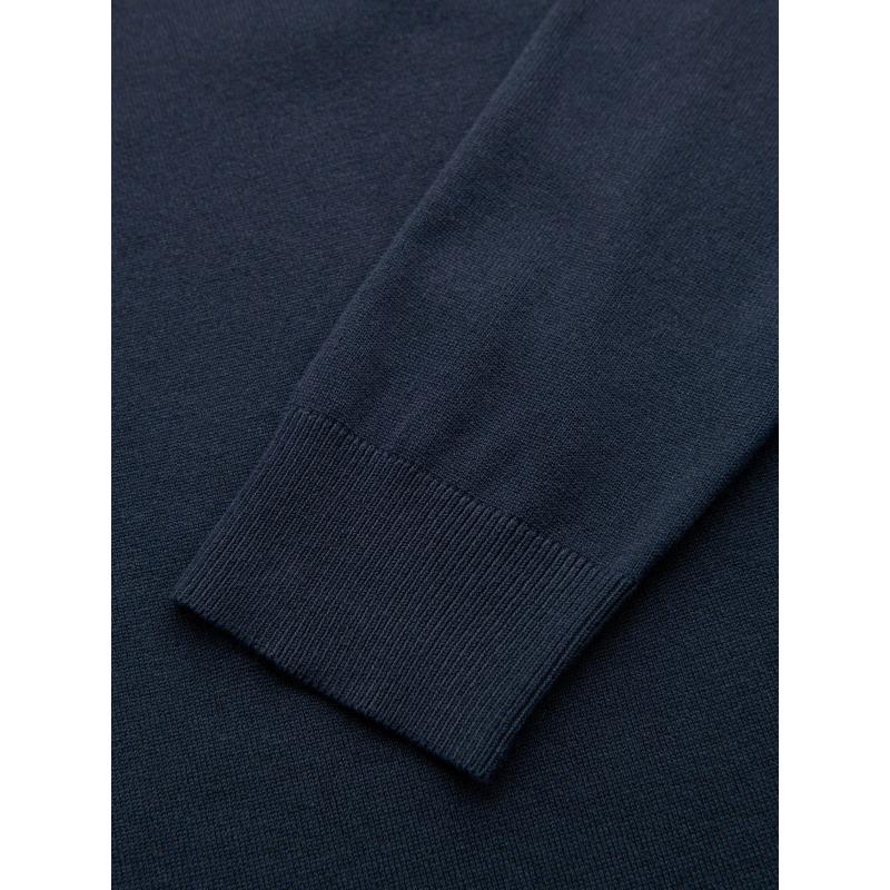 Férfi kötött pulóver strukturált pöttyökkel - tengerészkék V1 OM-SWSW-0118