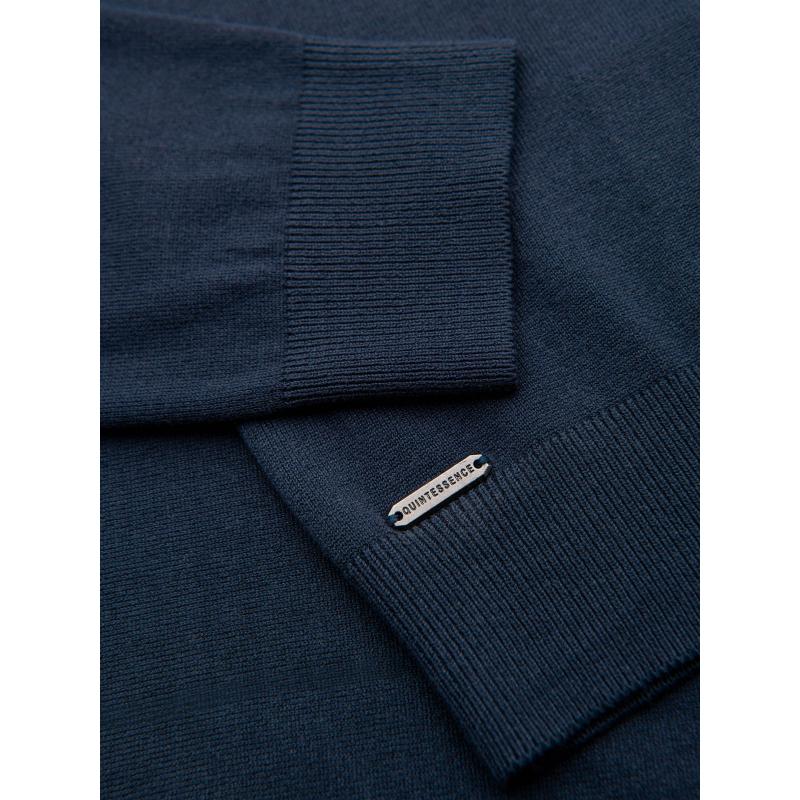 Férfi kötött pulóver strukturált pöttyökkel - tengerészkék V1 OM-SWSW-0118