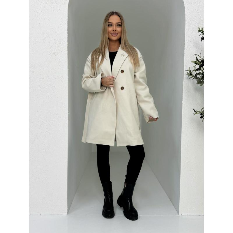 Módní dámský kabát CLR039 – béžový