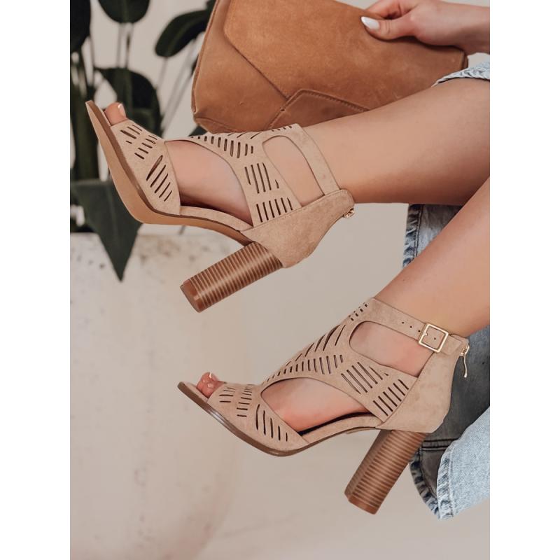 Dámske sandále na podpätku ELENORA khaki