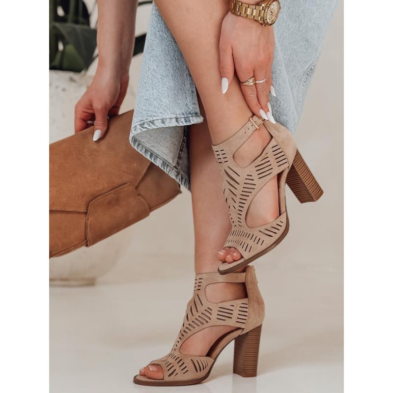 Dámske sandále na podpätku ELENORA khaki