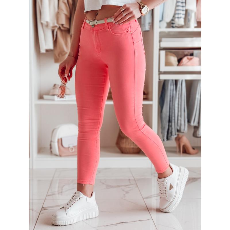Dámske skinny nohavice s pásikom VIVASKIN svetloružové