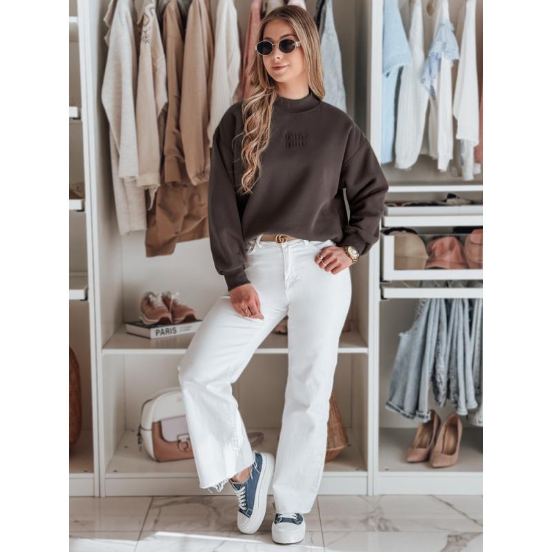 Női oversize pulóver LOVASON felirattal, mokka