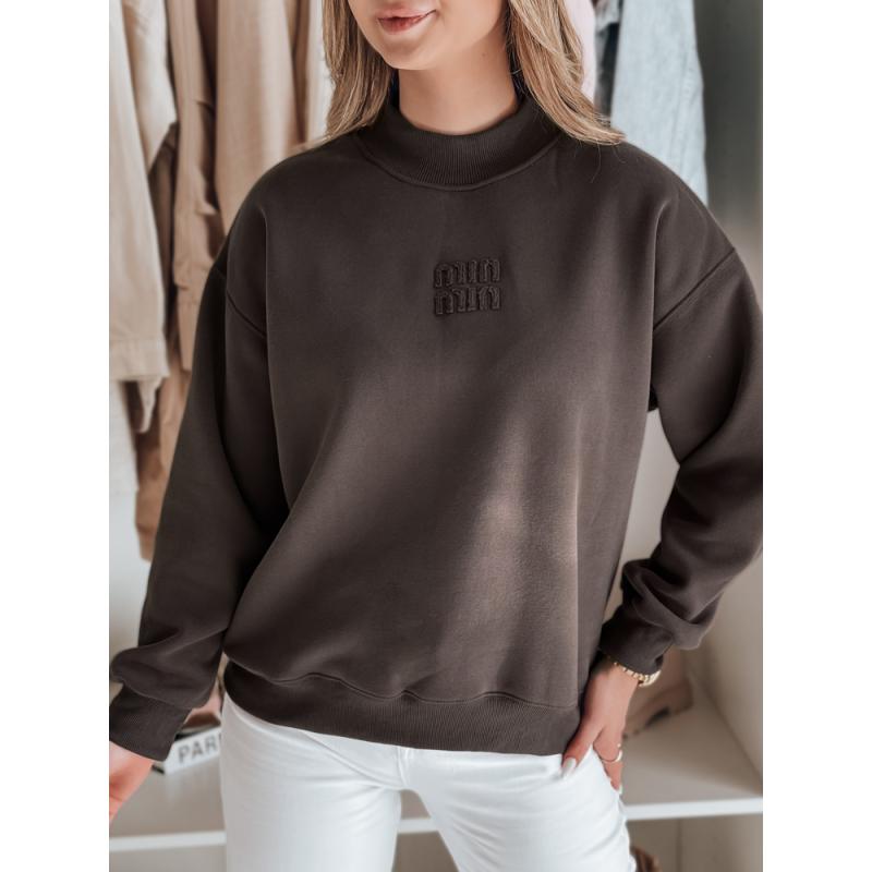 Női oversize pulóver LOVASON felirattal, mokka