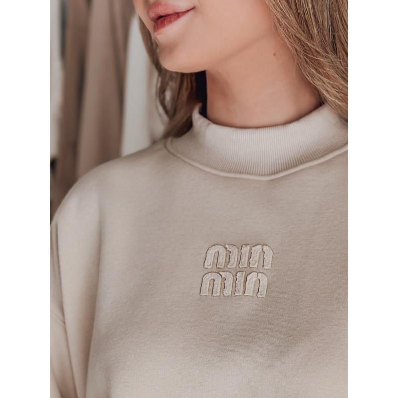 Női oversize pulóver LOVASON felirattal, bézs