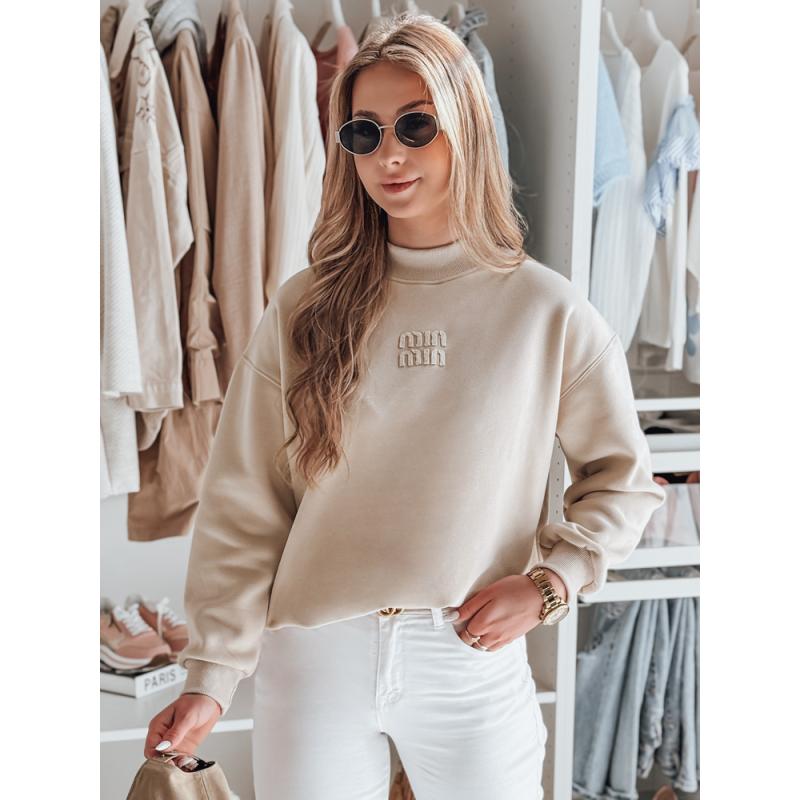 Női oversize pulóver LOVASON felirattal, bézs