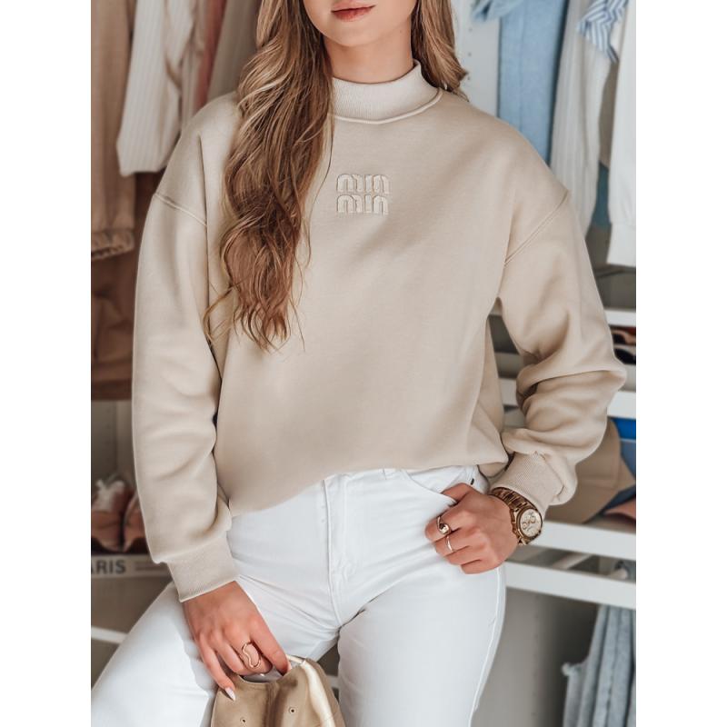 Női oversize pulóver LOVASON felirattal, bézs