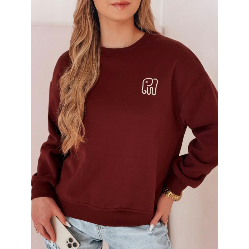 Női oversize pulóver SOFTSLON hímzéssel, bordó