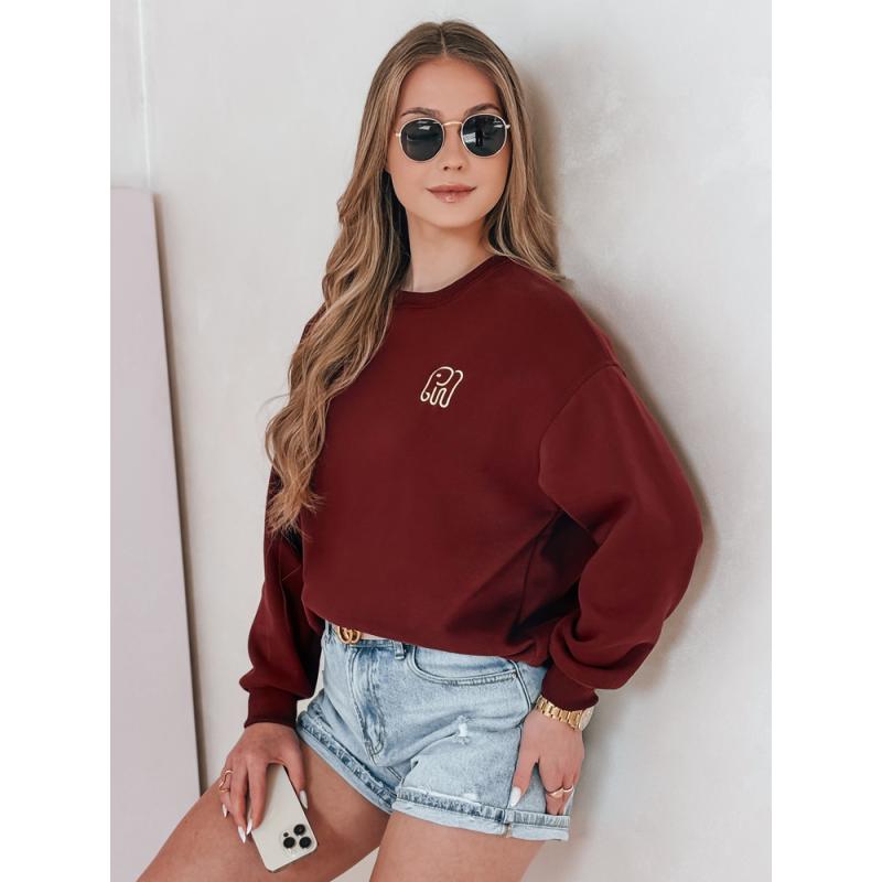 Női oversize pulóver SOFTSLON hímzéssel, bordó