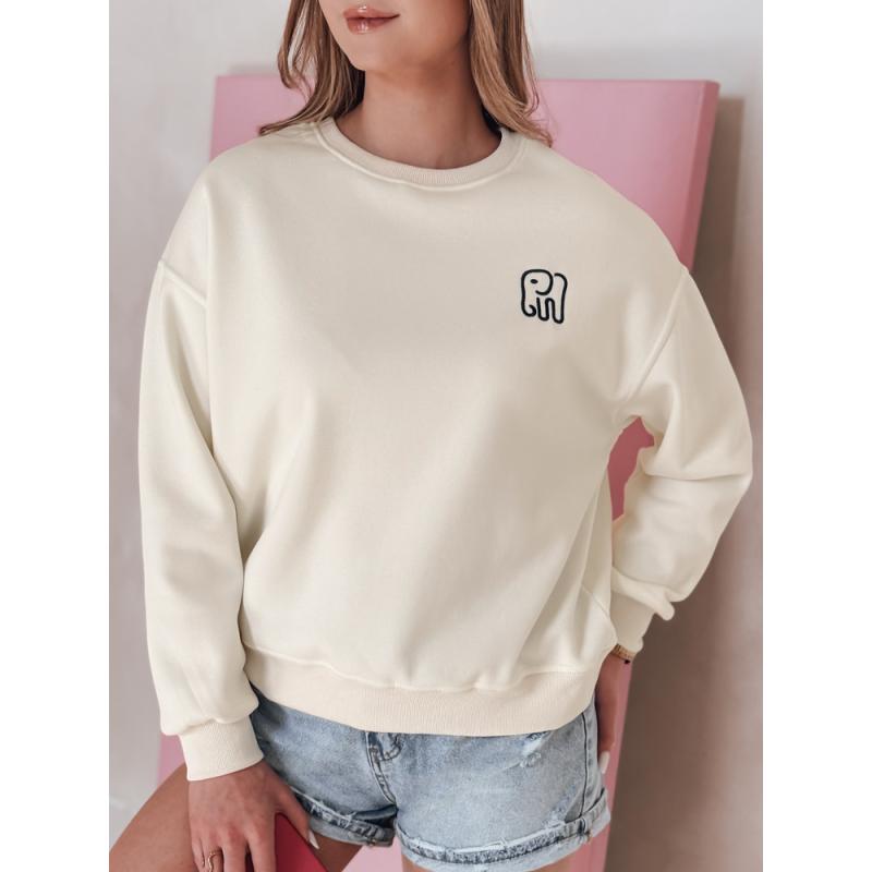 Női oversize pulóver SOFTSLON hímzéssel, ecru