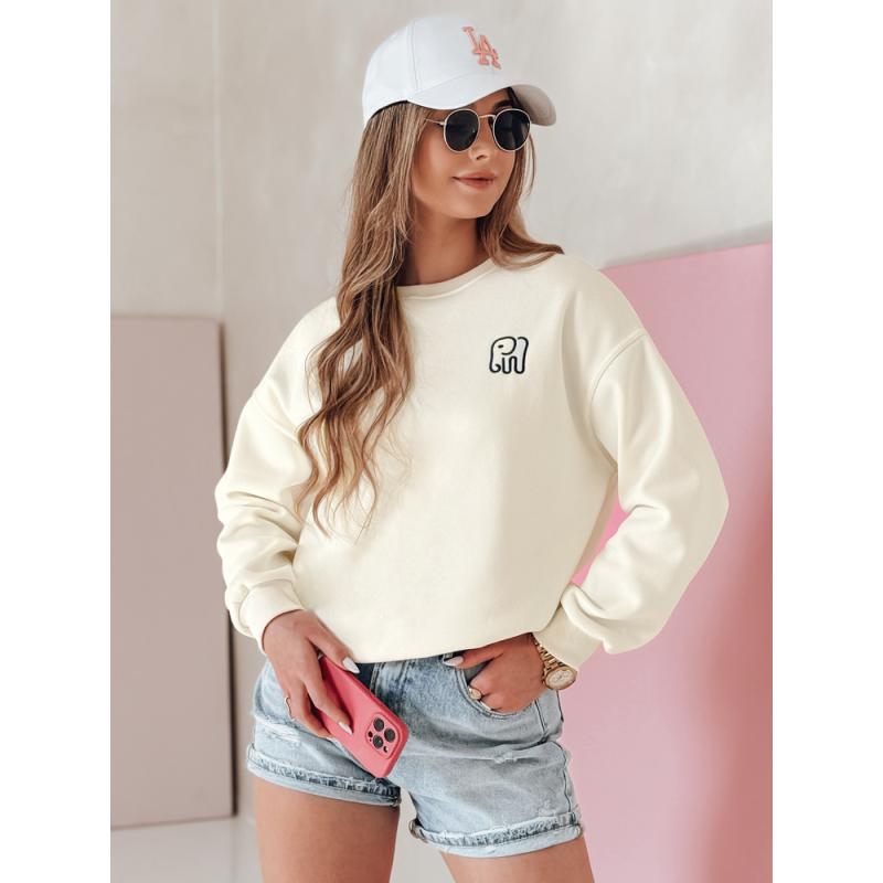 Női oversize pulóver SOFTSLON hímzéssel, ecru