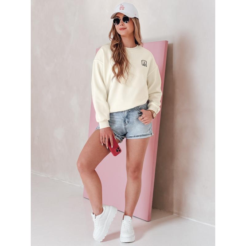 Női oversize pulóver SOFTSLON hímzéssel, ecru