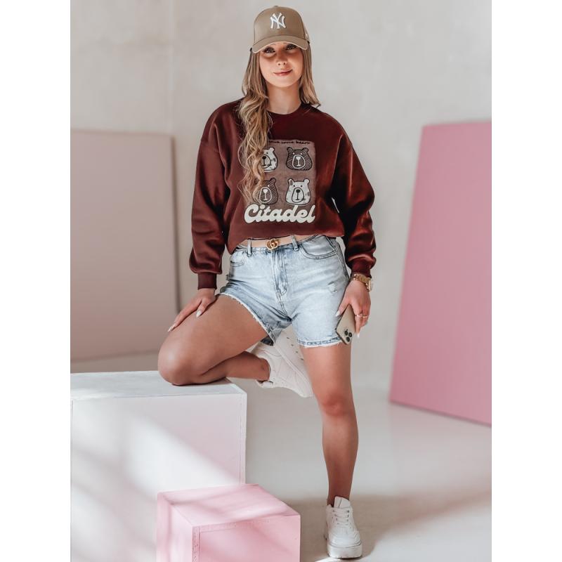 Női oversize pulóver MISOBEARS medvékkel, bordó