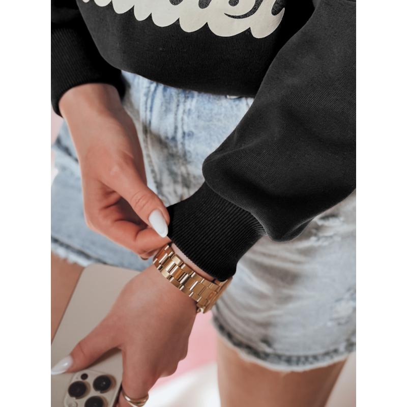 Női oversize pulóver MISOBEARS medvékkel, fekete