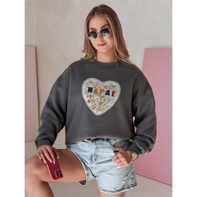 Dámská oversize mikina se srdcem SERDUCHOVA grafitová