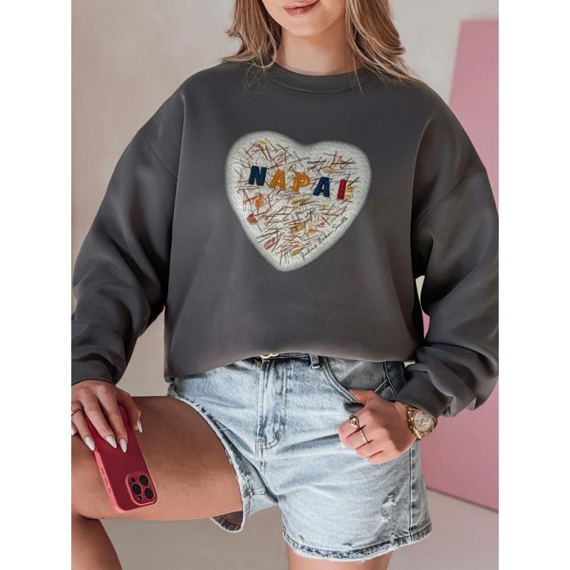 Dámská oversize mikina se srdcem SERDUCHOVA grafitová