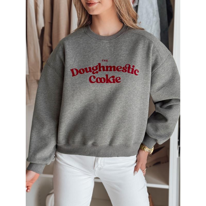 Dámská oversize mikina s potiskem COOKIES tmavě šedá