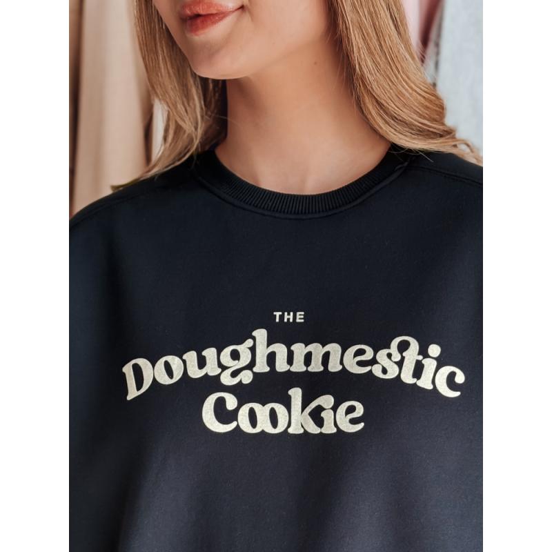 Női oversize pulóver COOKIES nyomtatással, gránát
