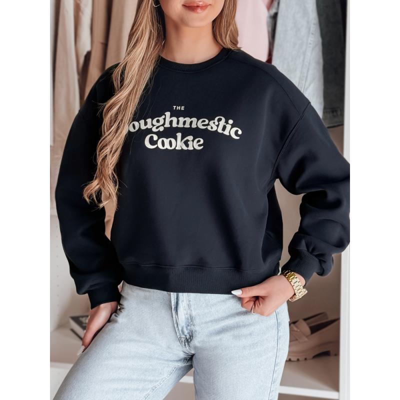 Női oversize pulóver COOKIES nyomtatással, gránát